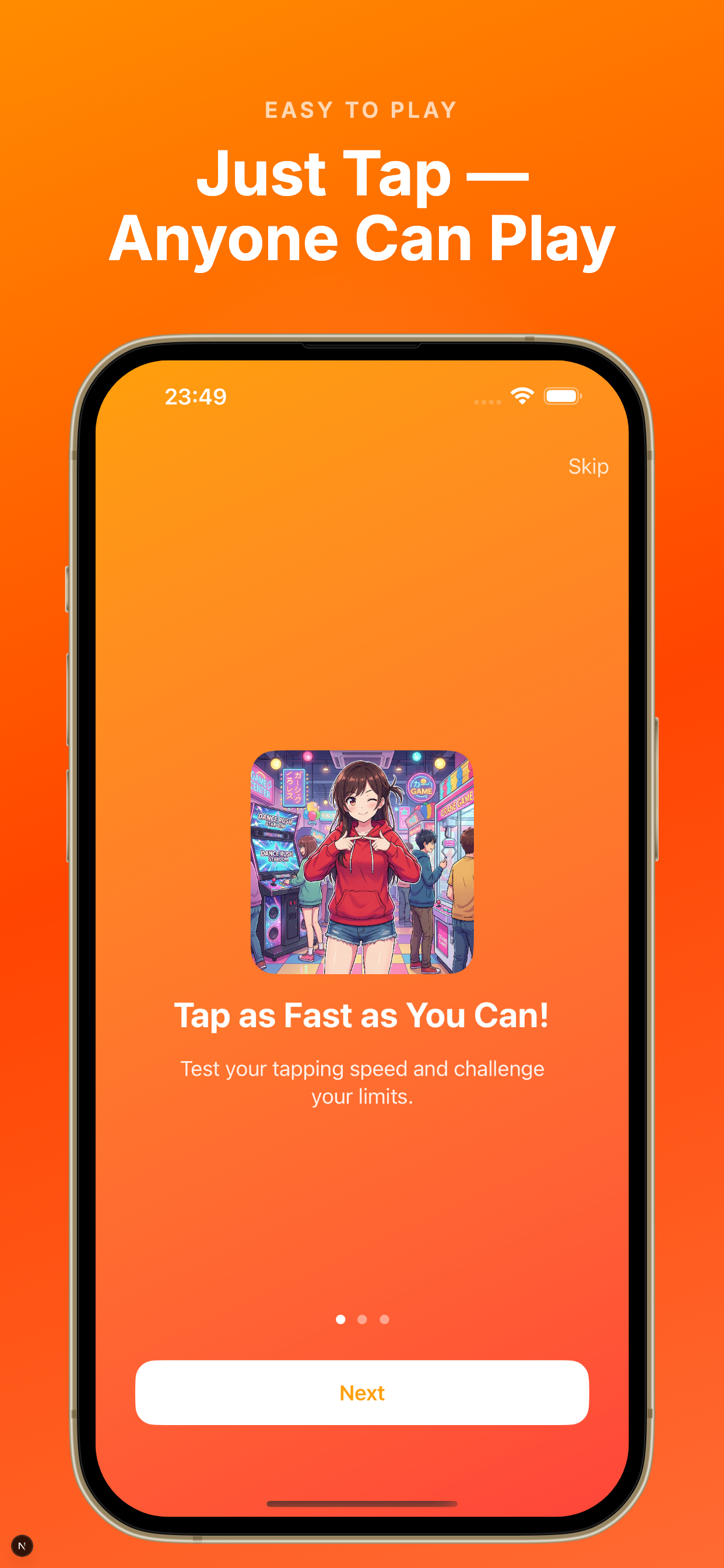 TapSpeed timed tap challenge screen